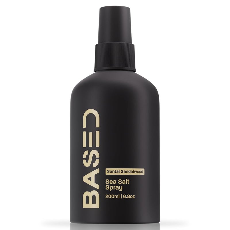 Sea salt spray for dry, volumizing hair styling.